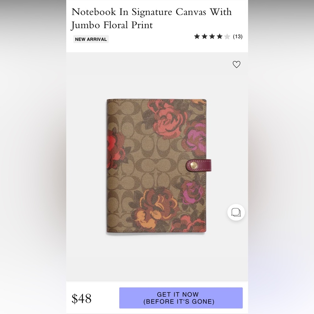 COACH Notebook In Signature Canvas With Jumbo Floral Print